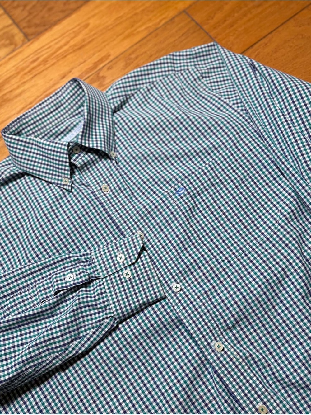 Southern Tide Men's Green & Blue Micro-Check Button-Down Shirt